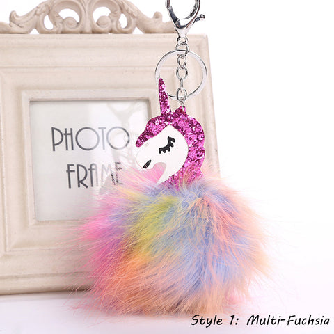 Pom-Pom Unicorn Key Chain/ Backpack & Purse Charm