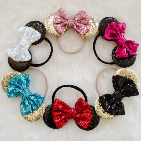 Sparkly, Sequin Mouse Character Inspired Headbands